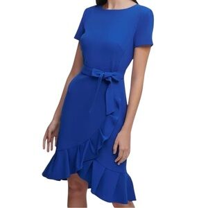 Calvin Klein Royal Blue Tulip Crepe Dress